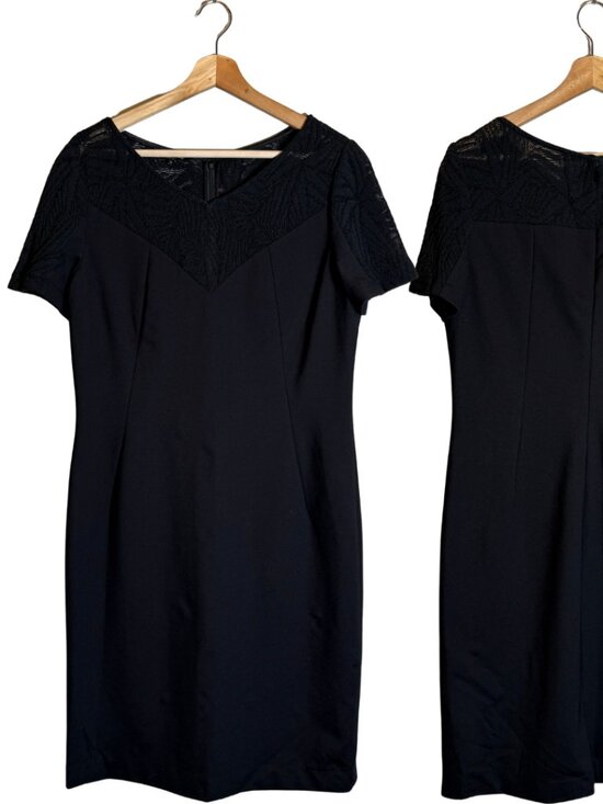 Lafayette 148 New York Dresses & Skirts - Lafayette 148 Lace Yoke Sheath Dress Women's 10 Black Formal Career Knee Length